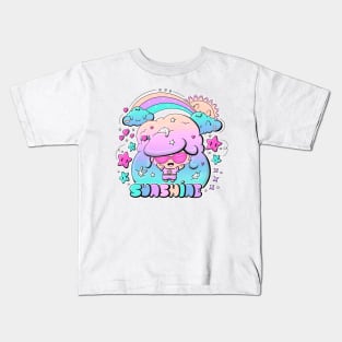 Cute sunshine bubble head girl in kawaii style Kids T-Shirt